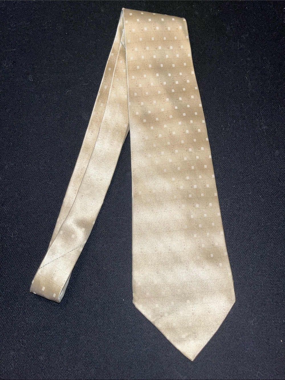 Haggar Champagne Gold Tie with Micro Dot Squares